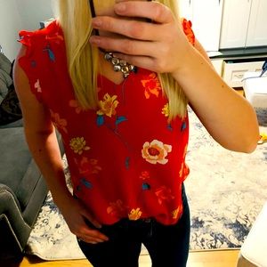 Loft floral sleeveless blouse size S